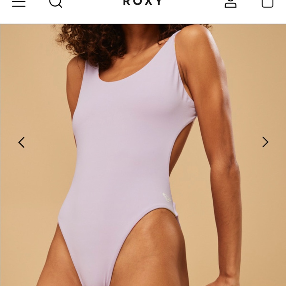 Roxy Purple and Orange One Piece Swimsuit with Modern Stripes - Picture 2 of 5